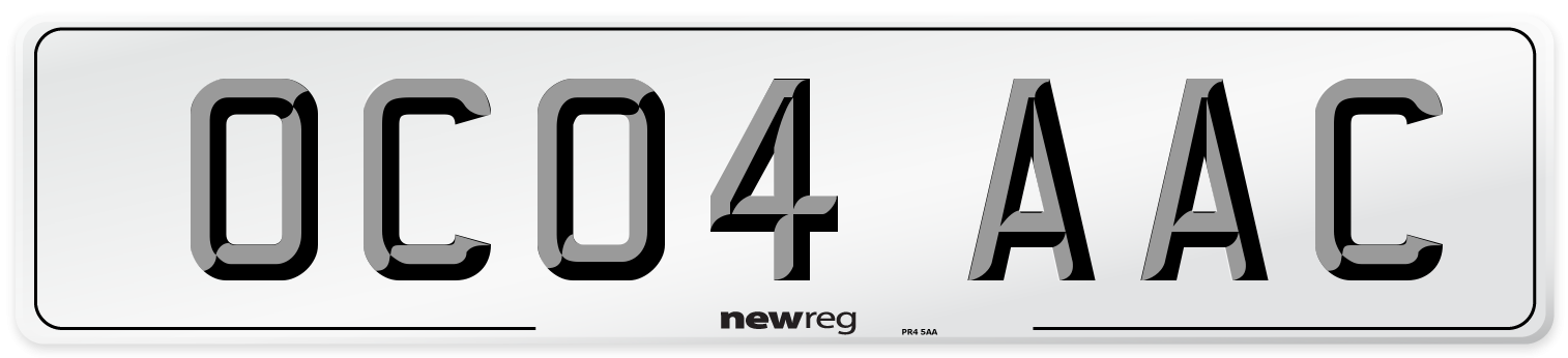 OC04 AAC Number Plate from New Reg